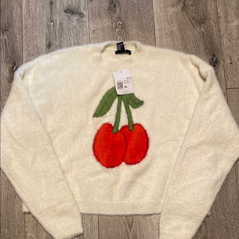 Cozy White Cherry Sweater